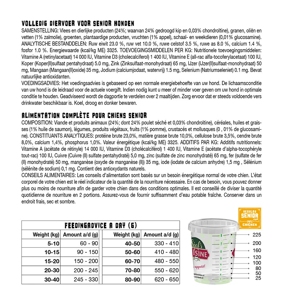 Yamipets Sjef's Cuisine Hondenvoer Regular Senior 3 Kg 2 Yamipets Sjef's Cuisine Hondenvoer Regular Senior 3 Kg - Afbeelding 2
