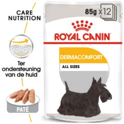 Royal Canin Hondenvoer Derma-comfort Wet 12 X 85 Gr -Trixi Huisdier Winkel royal canin dermacomfort natvoeding extra zorg huid volwassen kleine honden hero packshot
